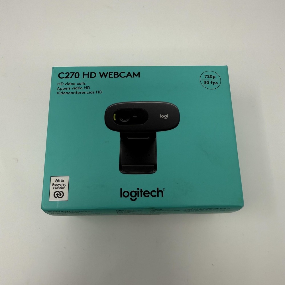 Logitech‎ C270 HD Webcam 720p 30fps USB PC Mono Noise-Reducing Mic 960-000694